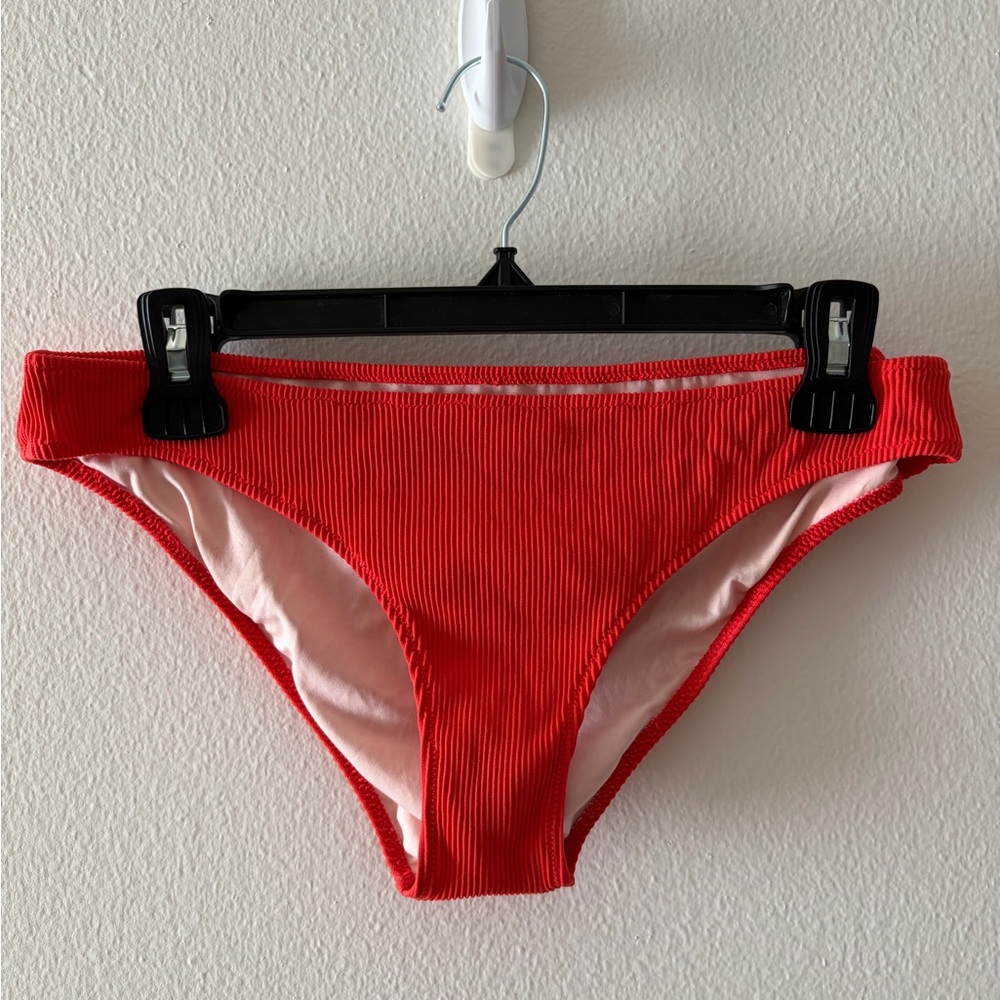 Shade & Shore Bright Red Ribbed Bikini Bottom